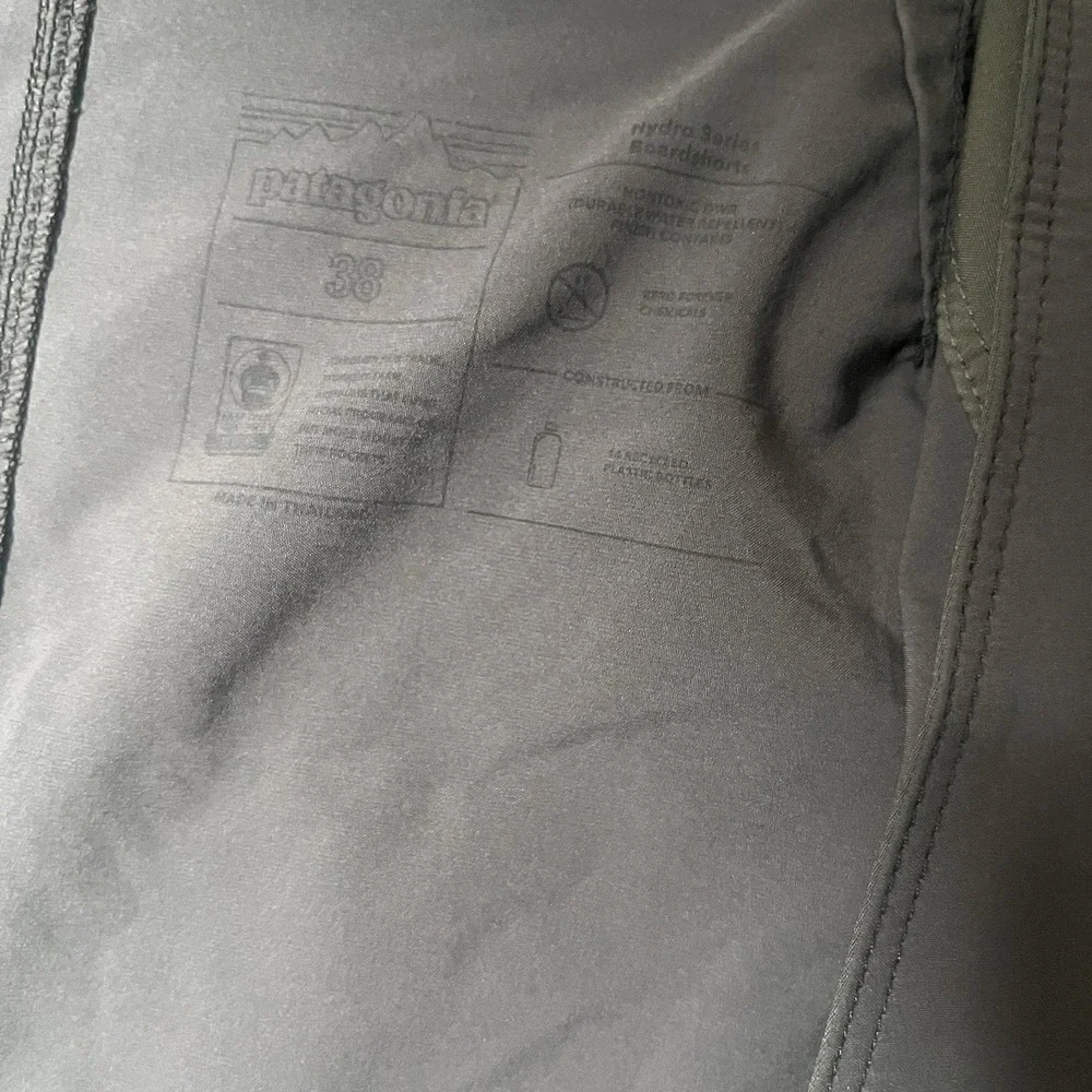 Patagonia FCD Surfboards 25 Years Board Shorts Mens 38 Gray Stretch Swim Trunks